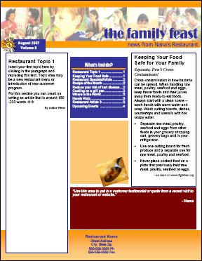 subscribe monthly restaurant newsletter templates