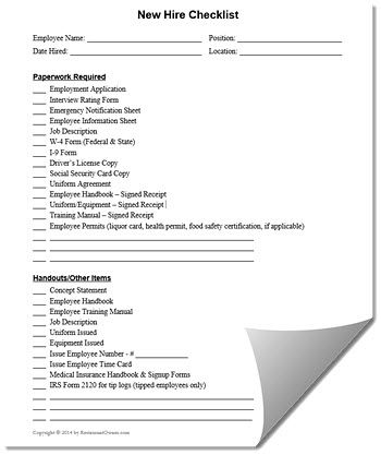 system hiring checklist employment checklist