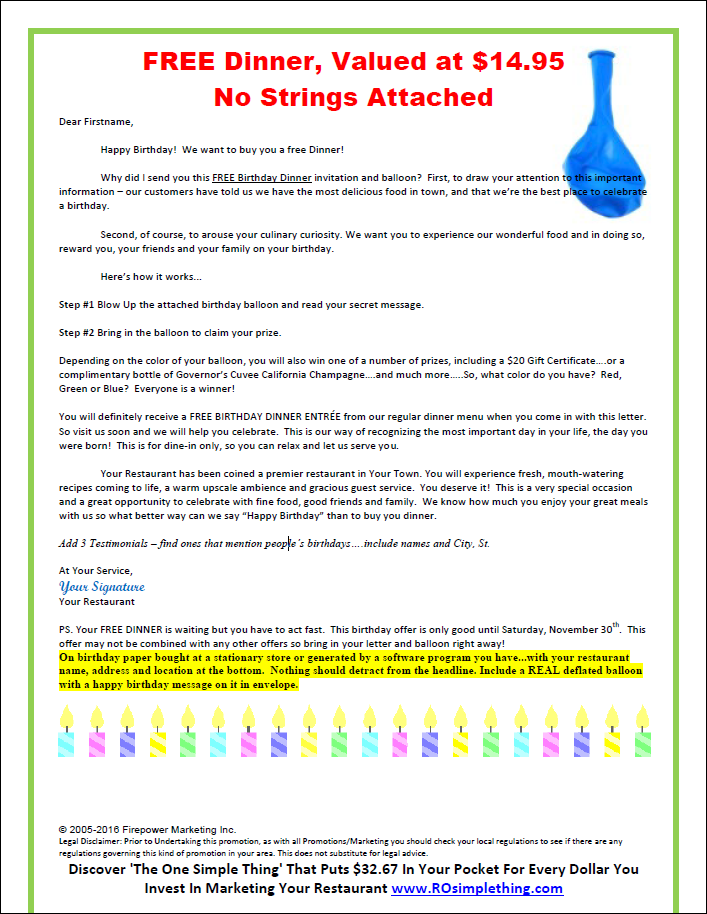 birthday anniversary promotion letter template