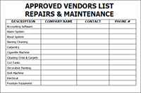 list approved vendors form restaurantowner