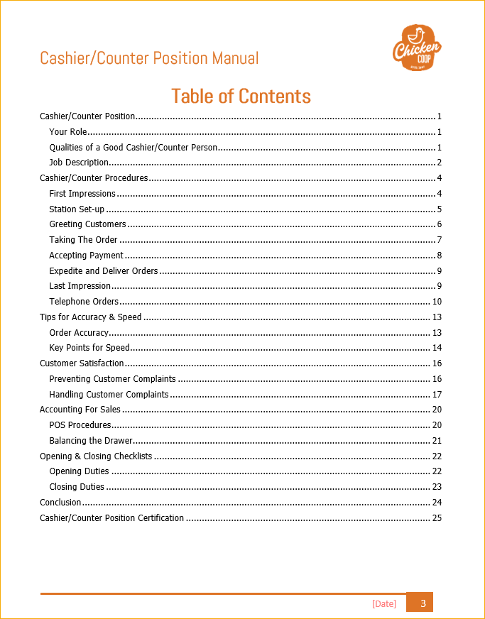 Quick-Service Restaurant (QSR) Training Manual Templates