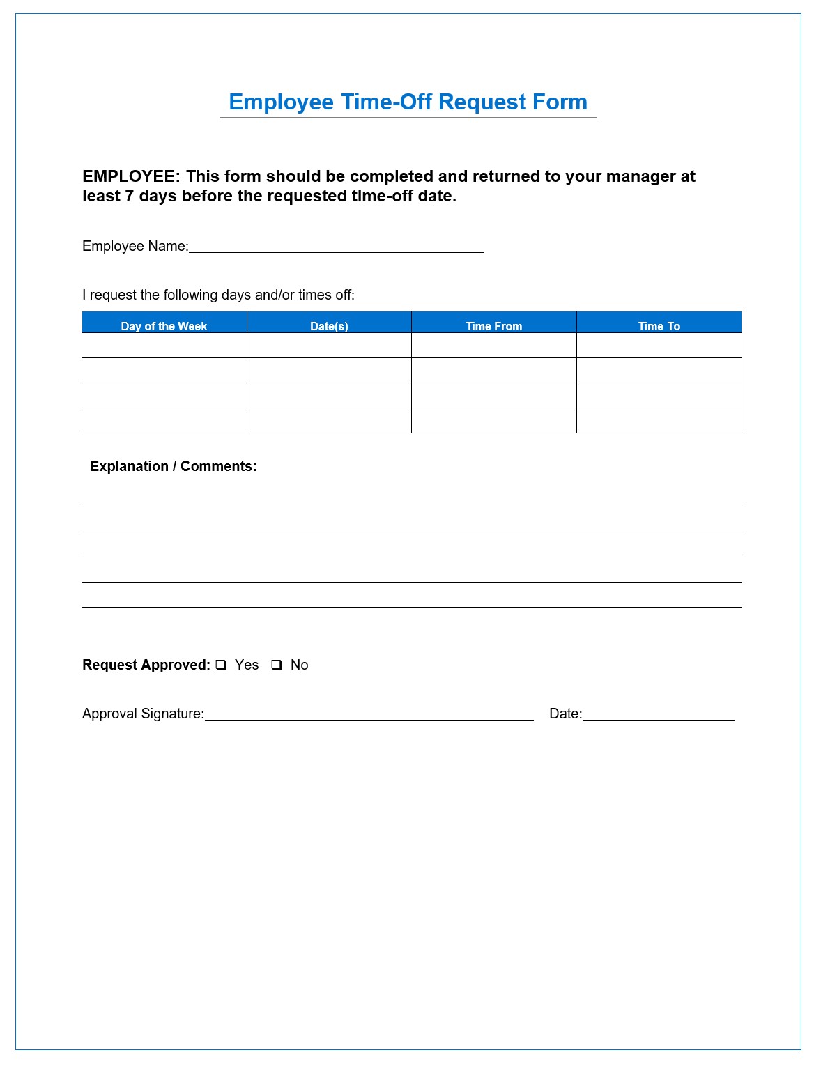  employee time off request form 