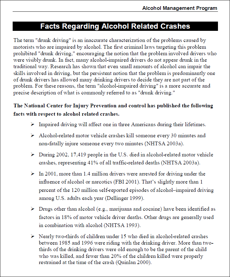 Alcohol Management Program RestaurantOwner