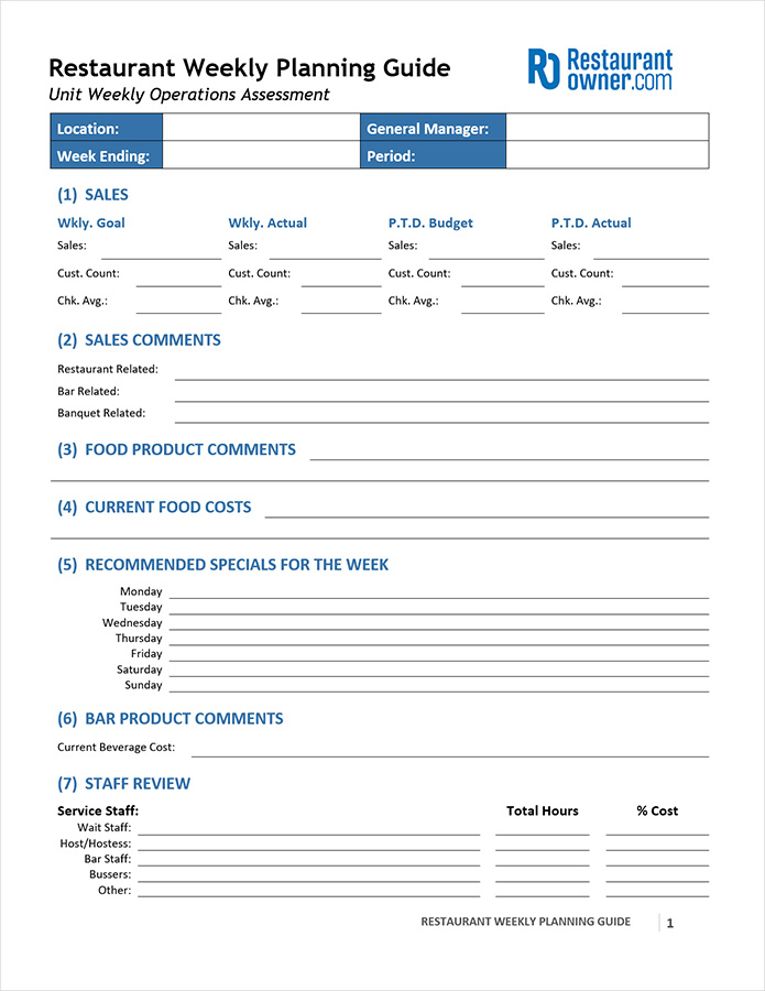 weekly planning guide template