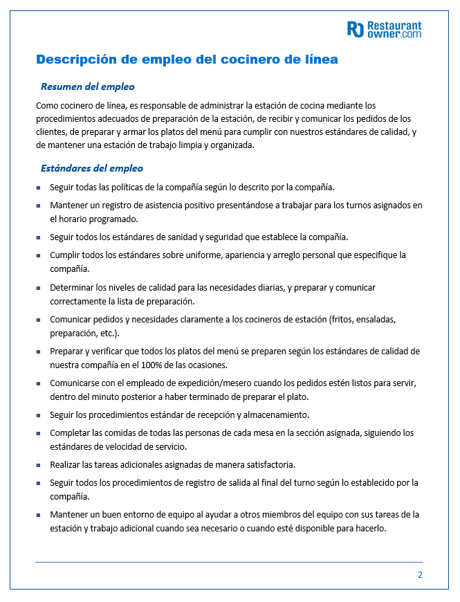 restaurant training manual templates spanish edition