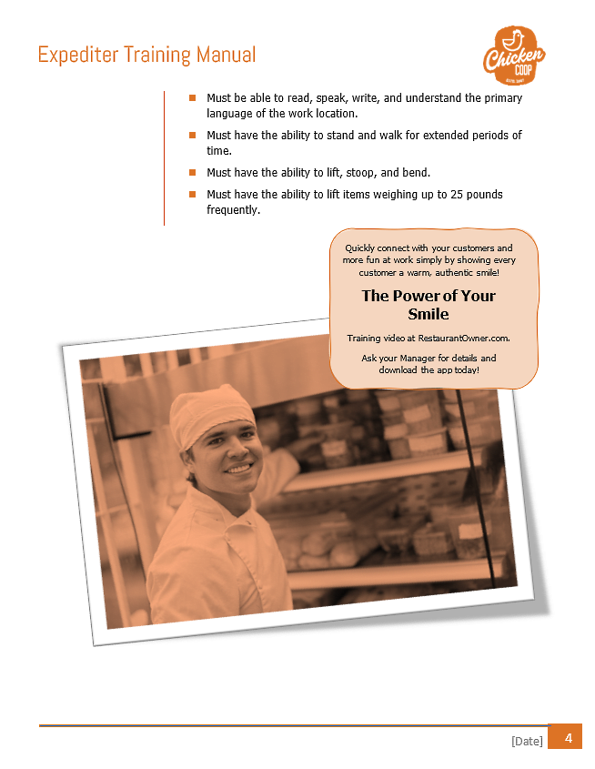 Quick-Service Restaurant (QSR) Training Manual Templates
