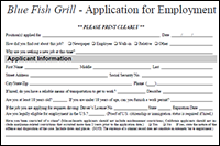 restaurant application for employment